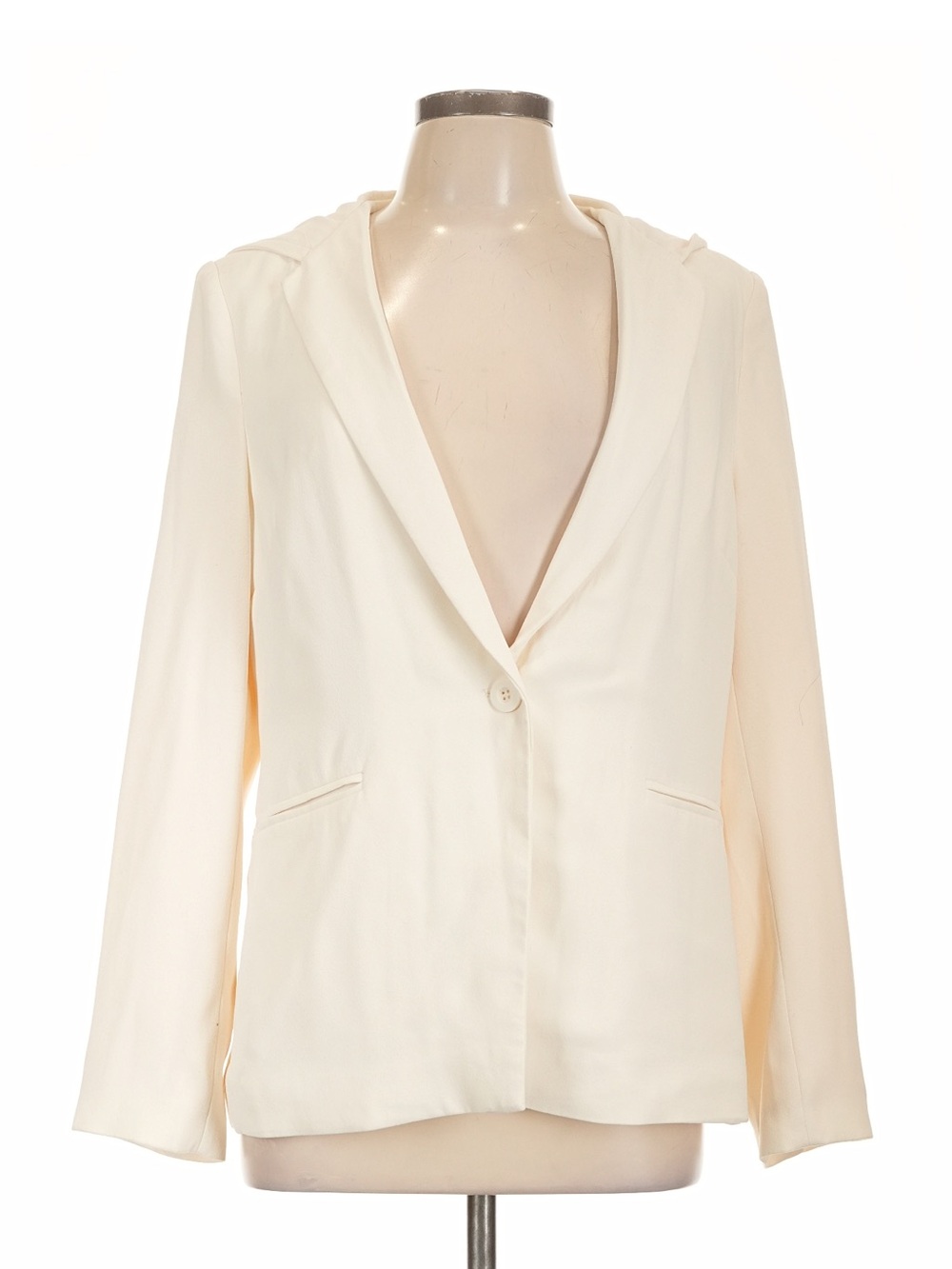 EVEREVE Cream Single-Button Hooded Blazer Size Large